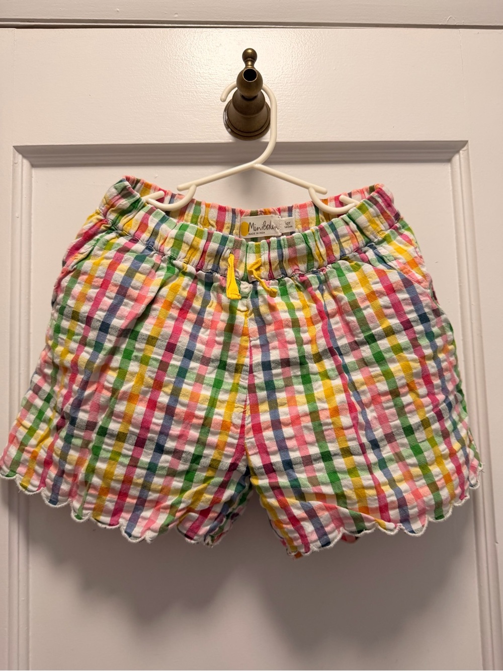 Mini Boden Multicolor Gingham High-Waist Girls' Shorts